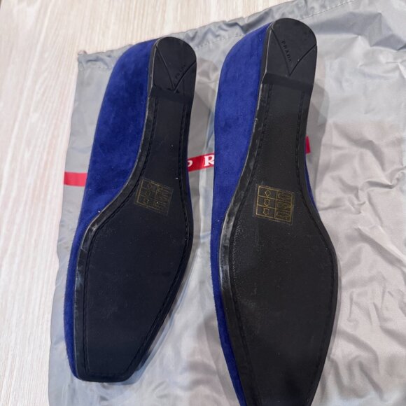 Never Worn Prada - Blue Suede Ballet Wedges - Size 38.5 - Picture 4 of 4